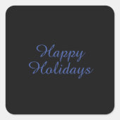 Neutral Black & Blue Plain Elegant Happy Holidays Quadratischer Aufkleber (Vorderseite)