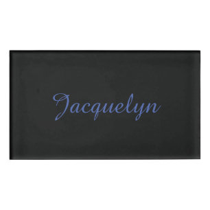 Neutral Black & Blue Schlicht Elegante Moderner Na Namenschild