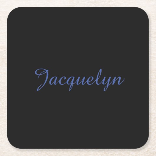 Neutral Black & Blue Schlicht Elegante Moderner Na Rechteckiger Pappuntersetzer (Vorderseite)