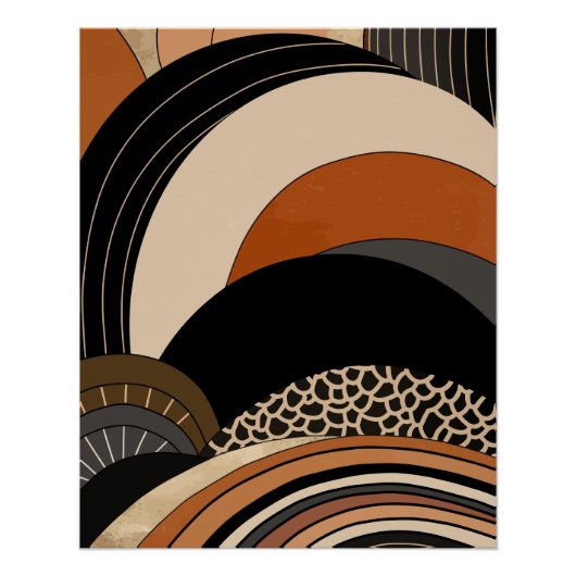 Neutral Black Orange Modern Boho Poster (Vorderseite)