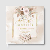 Neutral Blush and Gold Boho Wedding Guest Book Gästebuch (Vorderseite)