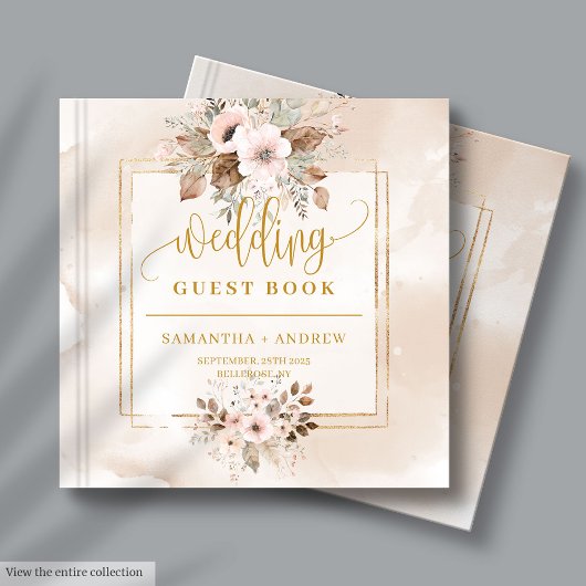 Neutral Blush and Gold Boho Wedding Guest Book Gästebuch