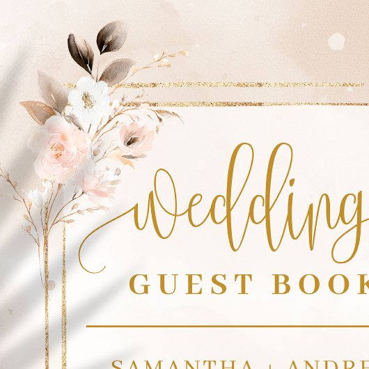 Neutral Blush and Gold Boho Wedding Guest Book Gästebuch