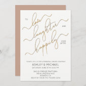 Neutral Blush Brown Gold Script Probe Dinner Einladung (Vorne/Hinten)