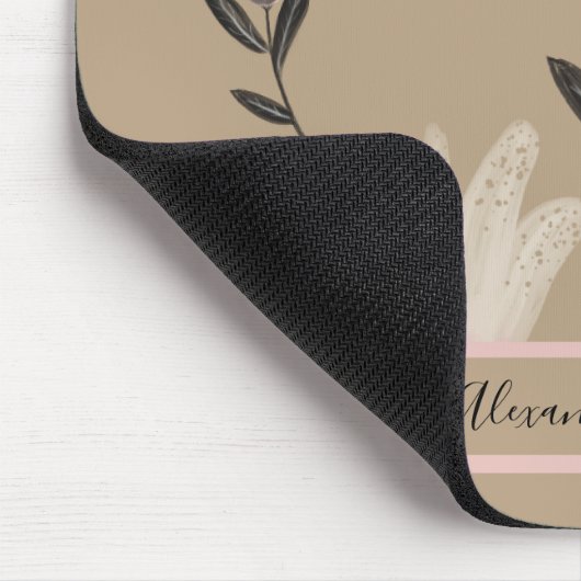 Neutral Blush Floral | Modern Botanical Mousepad (Ecke)
