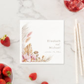 Neutral Blush Floral Pampas Grass Reception Serviette (Beispiel)
