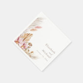 Neutral Blush Floral Pampas Grass Reception Serviette (Ecke)
