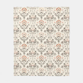 Neutral Blush Gray Botanical Fleece Blanket