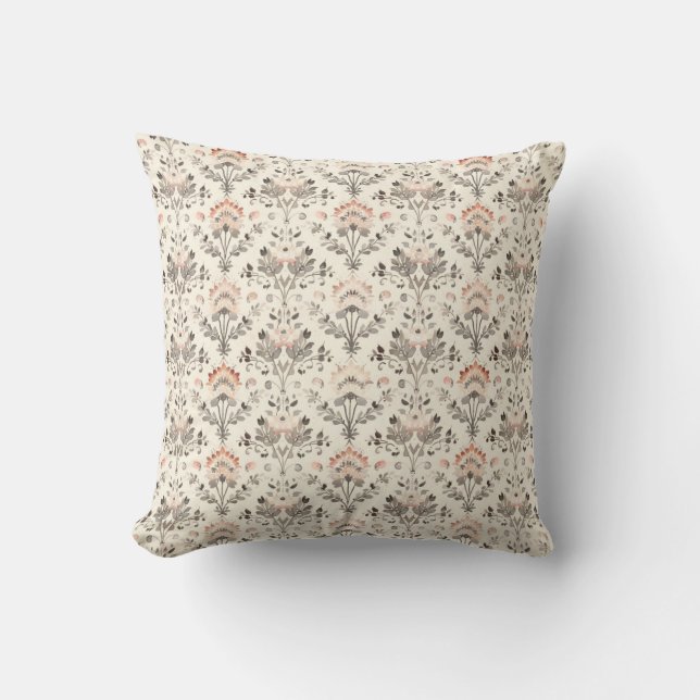 Neutral Blush Gray Botanical Throw Pillow Kissen (Vorderseite)