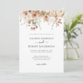 Neutral Blush Pink Floral Wedding Einladung (Stehend Vorderseite)