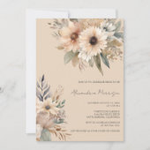 Neutral Bohemian Bridal Shower Einladung (Vorderseite)