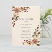 Neutral Bohemian Floral Bridal Shower  Einladung (Stehend Vorderseite)