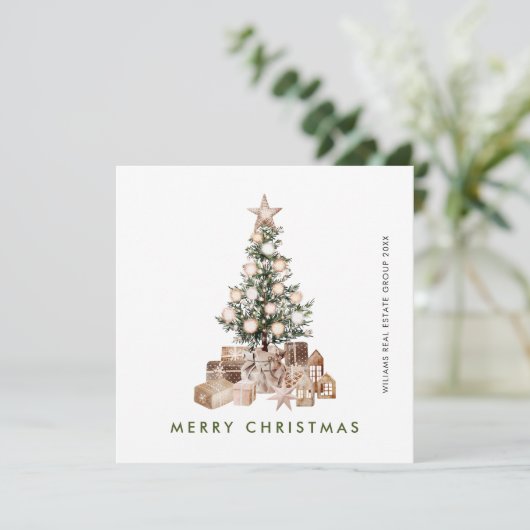Neutral Bohemische Weihnachtsbaumfirma Feiertagskarte (Stehend Vorderseite)