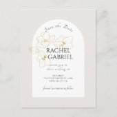 neutral | Boho Arch Gold Floral Wedding Postkarte (Vorderseite)