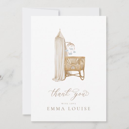 Neutral Boho Baby Brunch Dankeskarte (Vorderseite)