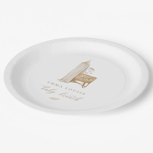 Neutral Boho Baby Brunch Pappteller (Schrägansicht)