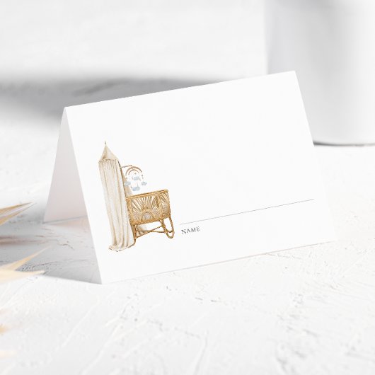 Neutral Boho Baby Brunch Platzkarte