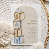 Neutral Boho Baby Letter blockiert Babydusche Einladung
