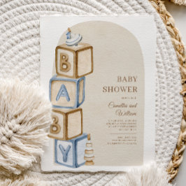 Neutral Boho Baby Letter blockiert Babydusche Einladung