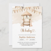 Neutral Boho Baby Shower Einladung - Oh Baby Thema (Vorderseite)