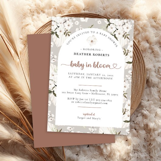 Neutral Boho Baby Shower Invite - Baby in Bloom Einladung