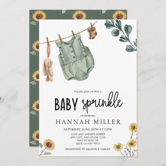 Neutral Boho | Baby Sprinkle Einladung (Vorne/Hinten)