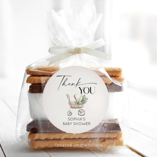 Neutral Boho Baby Stroller Babydusche Runder Aufkleber