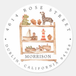 Neutral-Boho-Babydusche | Rücksendeadresse Runder Aufkleber