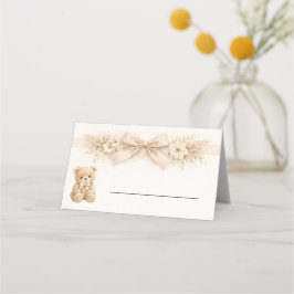 Neutral Boho Bear Baby Shower Bearly Wait Table Platzkarte
