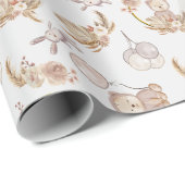 Neutral Boho Bear Moon Babydusche Geschenkpapier (Rolleneckpunkt)
