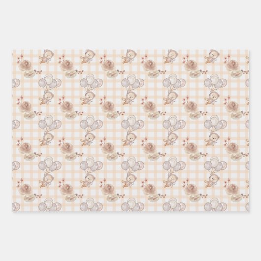 Neutral Boho Bear Moon Babydusche Geschenkpapier Set (Vorderseite 2)