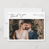 Neutral Boho Blush Script Heart Wedding Foto Dankeskarte (Vorderseite)