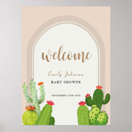 Neutral Boho Cactus Arch Baby Shower Willkommen Poster