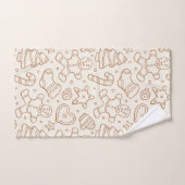 Neutral Boho Christmas Gingerbread Man Beige Badhandtuch Set (Handtuch)