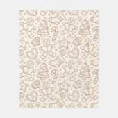 Neutral Boho Christmas Gingerbread Man Beige Fleecedecke (Vorderseite)
