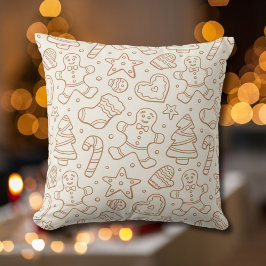 Neutral Boho Christmas Gingerbread Man Beige Kissen