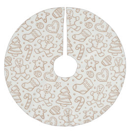 Neutral Boho Christmas Gingerbread Man Beige Polyester Weihnachtsbaumdecke