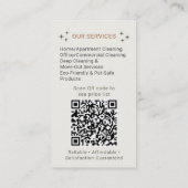 neutral Boho Cleaning Service Maid QR Code Visitenkarte (Rückseite)