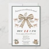 Neutral Boho Coquette Bow Weihnachtsgebäck Party Einladung (Vorderseite)