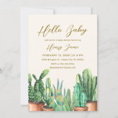 Neutral Boho Desert Cactus Garden Baby Shower Einladung (Vorderseite)