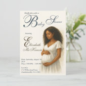 Neutral Boho Elegance Baby Shower Black Mom to Be Einladung (Stehend Vorderseite)
