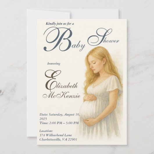 Neutral Boho Elegance Baby Shower Blonde Mom to be Einladung (Vorderseite)