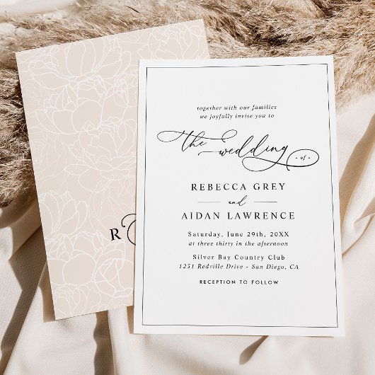 Neutral Boho Elegant Calligraphy Script Wedding Einladung