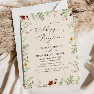 Neutral Boho Floral Hochzeitsempfang Einladung