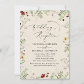 Neutral Boho Floral Hochzeitsempfang Einladung (Vorderseite)