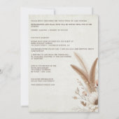 Neutral Boho Floral mit Details Hochzeit Einladung (Rückseite)