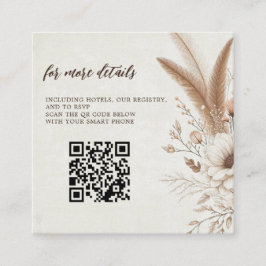 Neutral Boho Floral mit QR Code Hochzeit Begleitkarte