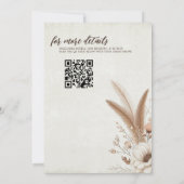 Neutral Boho Floral mit QR Code Hochzeit Einladung (Rückseite)