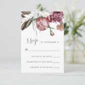 Neutral Boho Floral Modern Script Wedding RSVP Karte (Stehend Vorderseite)