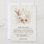 Neutral Boho Floral Wedding Einladung (Vorderseite)